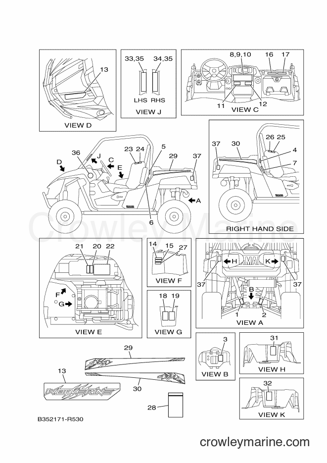 2016 ATV YXE700B - YXE700B (B352) [010] - EMBLEM & LABEL 1