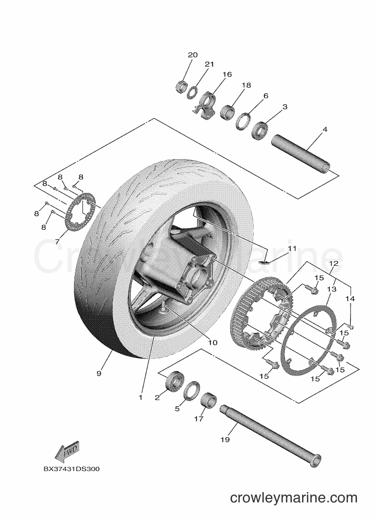 2018 Scooter XP530E-A - XP530E-A (BV12) [010] - REAR WHEEL