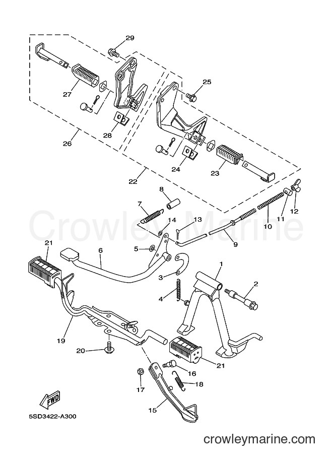 2002 Scooter T105SE - T105SE (5SD3) [010] - STAND & FOOTREST