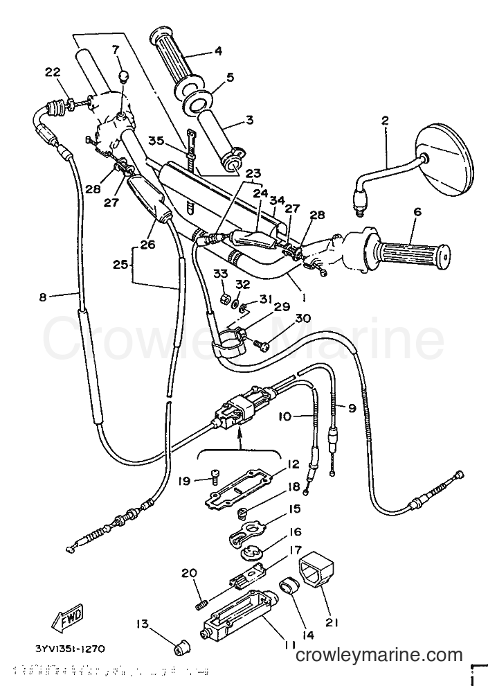1991 Dirt Bike DT125MX - DT125MX (3YV1) [999] - STEERING HANDLE & CABLE