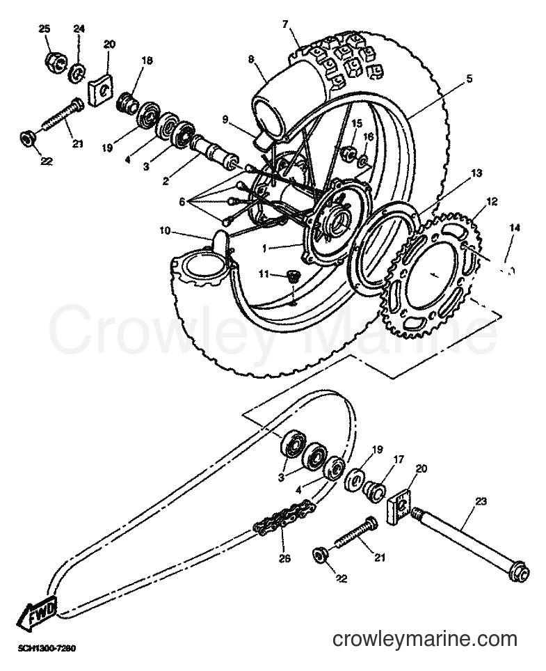 2001 Dirt Bike TT600R - TT600R (5CH4) [050] - REAR WHEEL