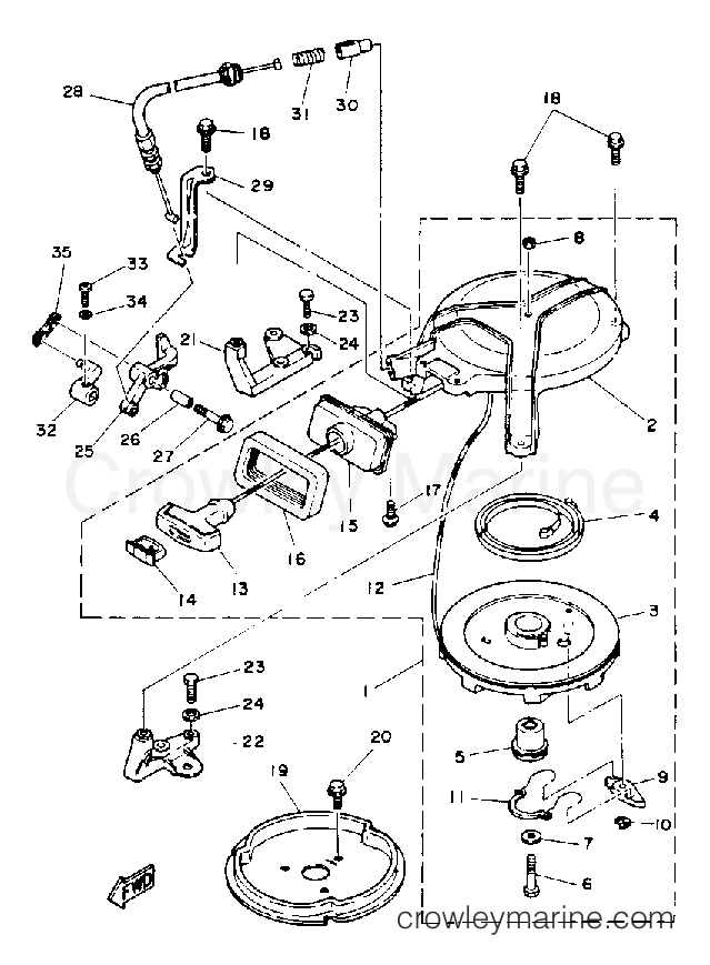 MANUAL STARTER - 1992 Outboard 6hp 6MSHQ | Crowley Marine