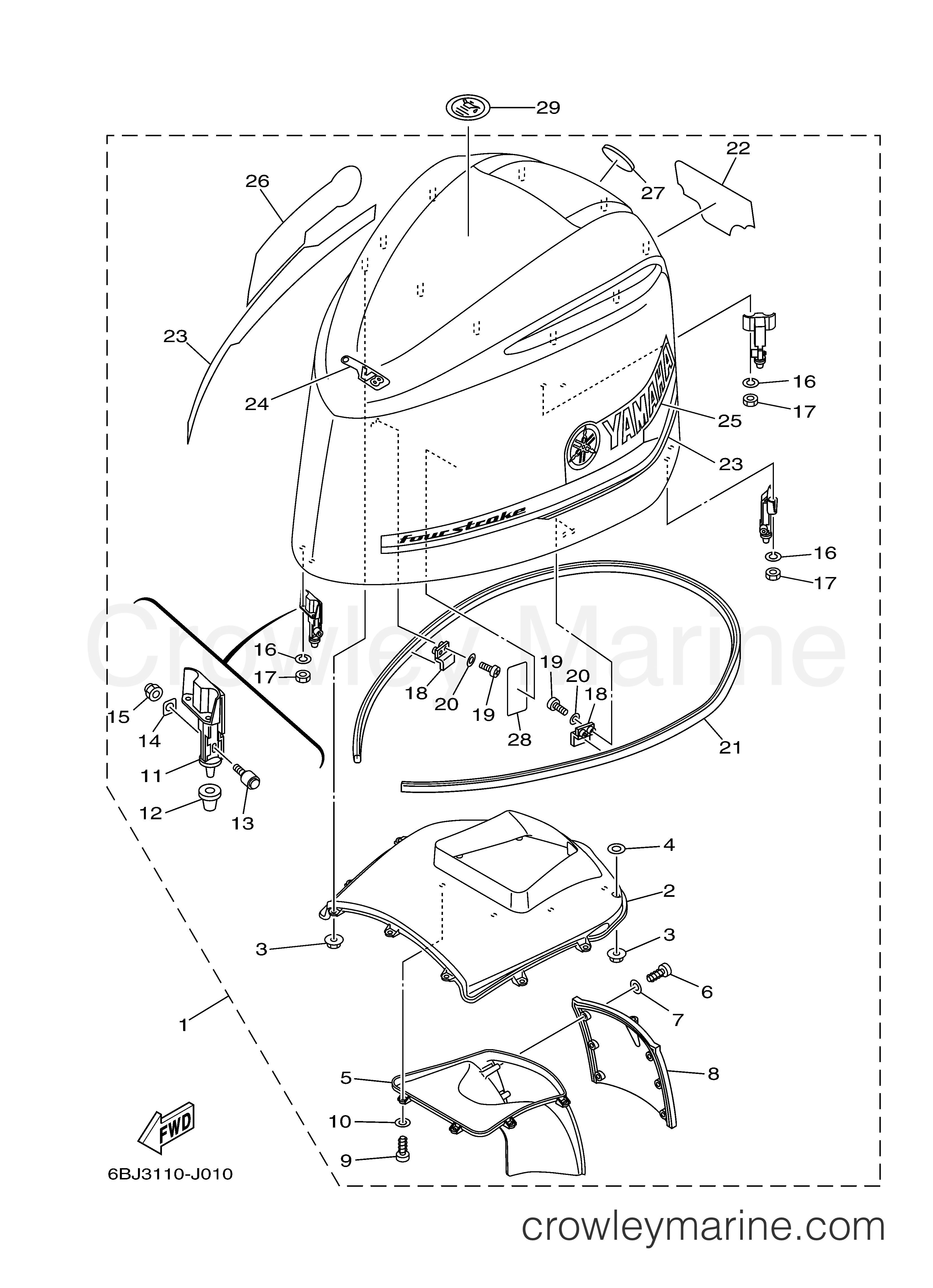 Yamaha Motors F350XCA - TOP COWLING