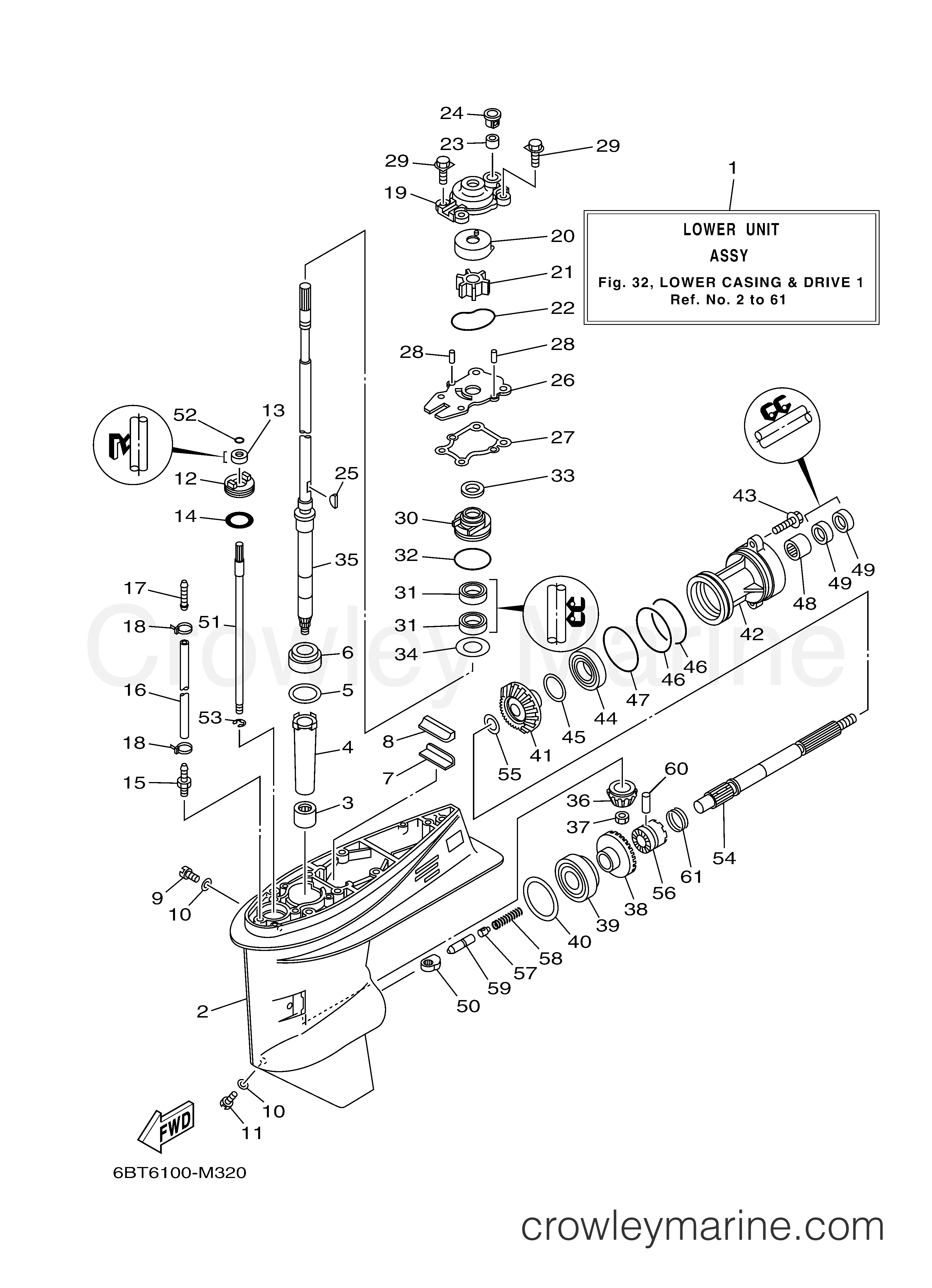 Yamaha Motors F30LA - LOWER CASING DRIVE 1