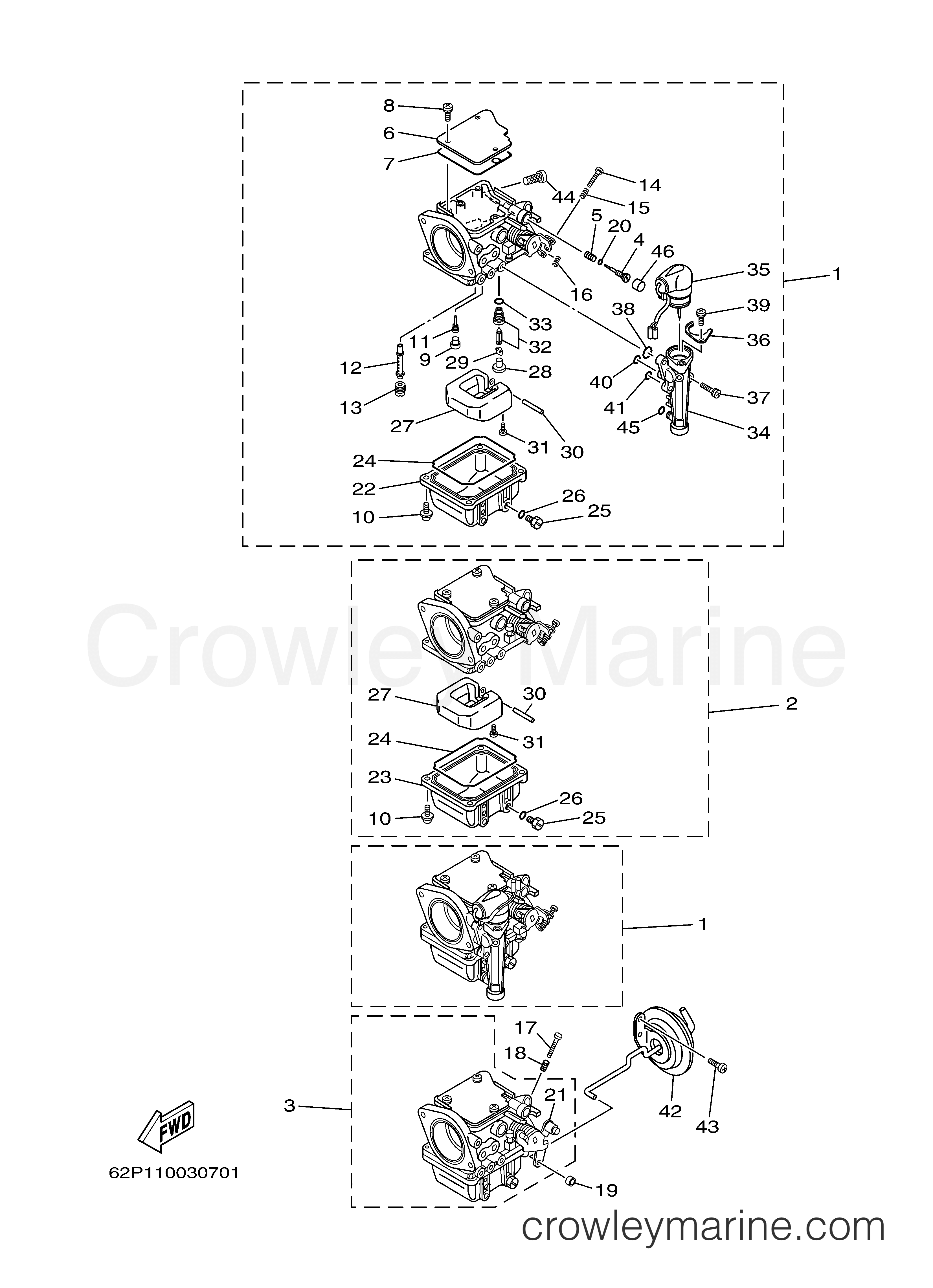 Yamaha Motors F75TLRB - CARBURETOR 1
