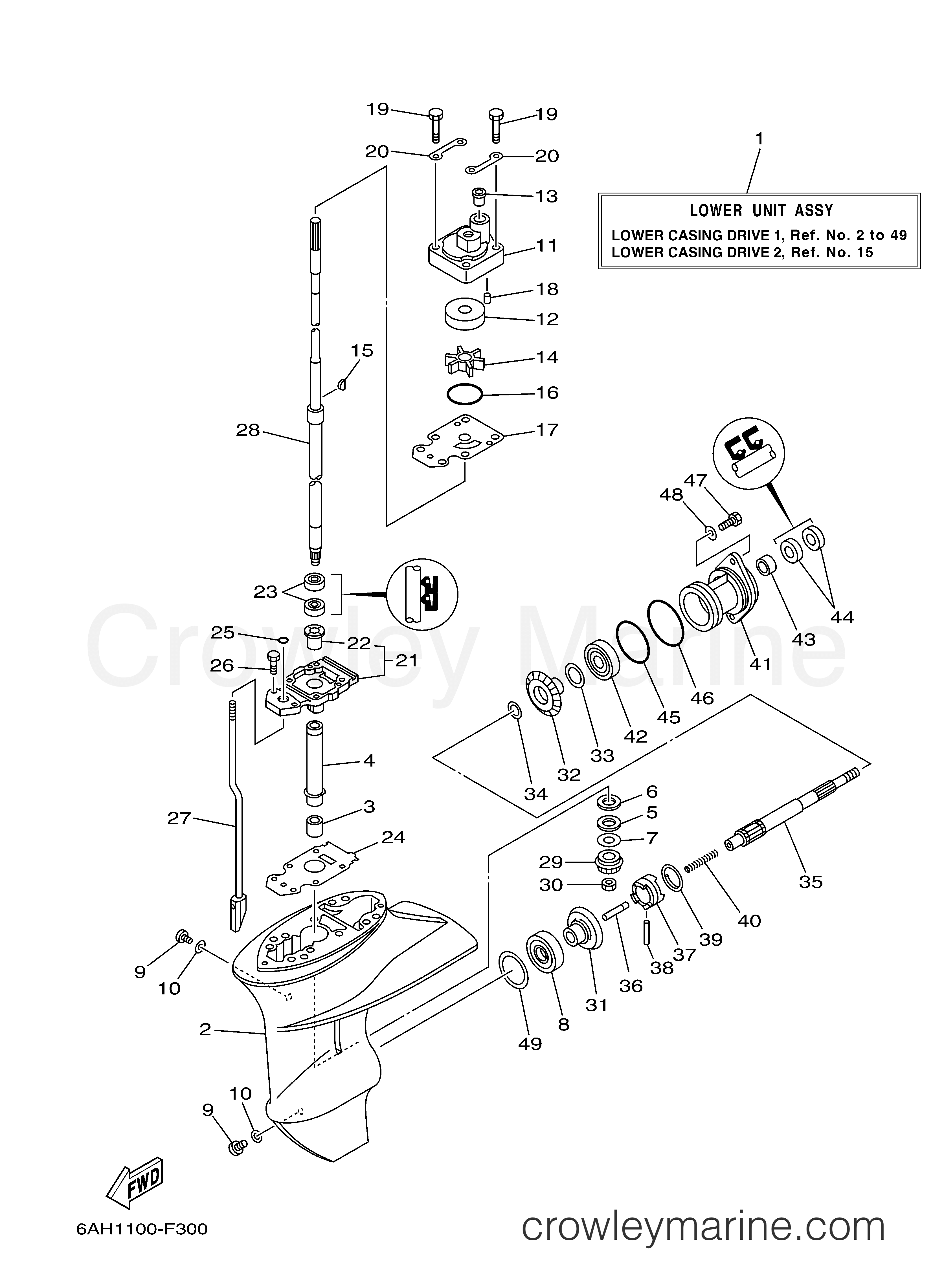 Yamaha Motors F15CMSH - LOWER CASING DRIVE 1