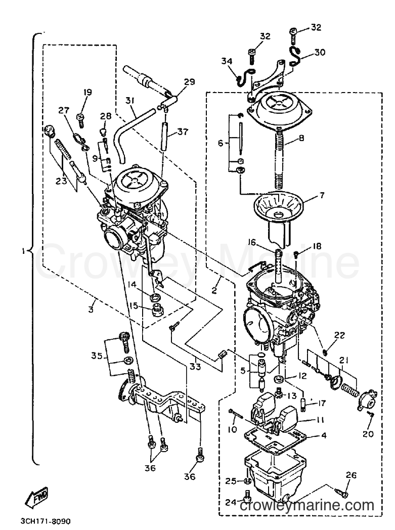 1991 Cruiser XV1100 - XV1100 (3JK9) [010] - CARBURETOR