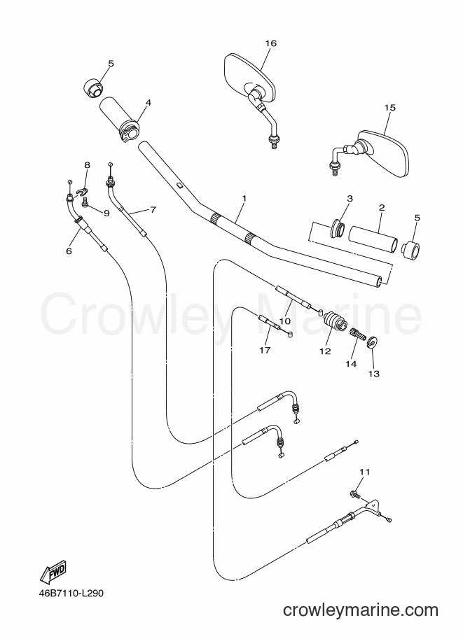 Yamaha Motors XV250 (46B8) [010] - STEERING HANDLE & CABLE