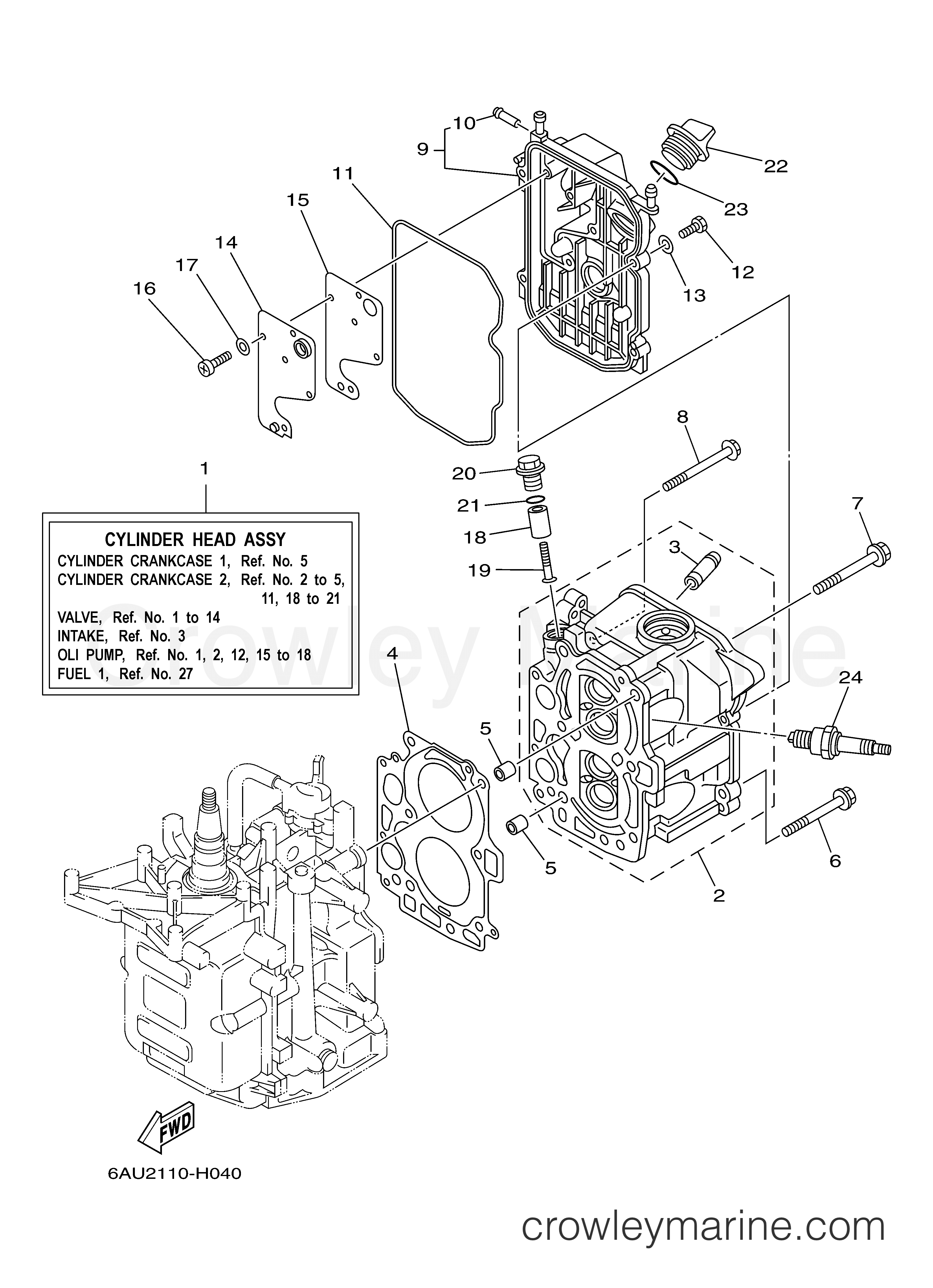 Yamaha Motors T9.9GEXH - CYLINDER CRANKCASE 2