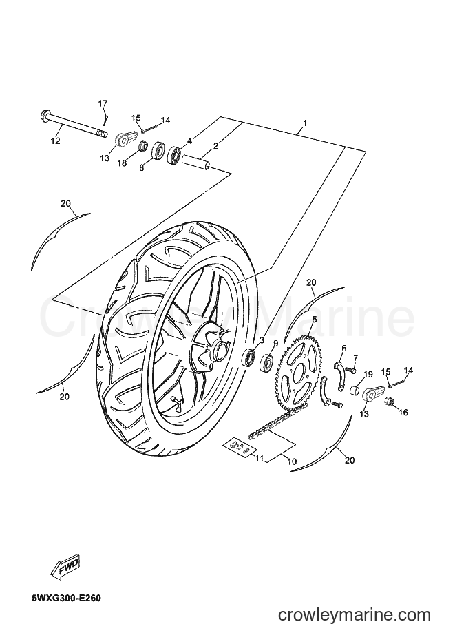 2007 Scooter TZR50 - TZR50 (5WXL) [010] - REAR WHEEL