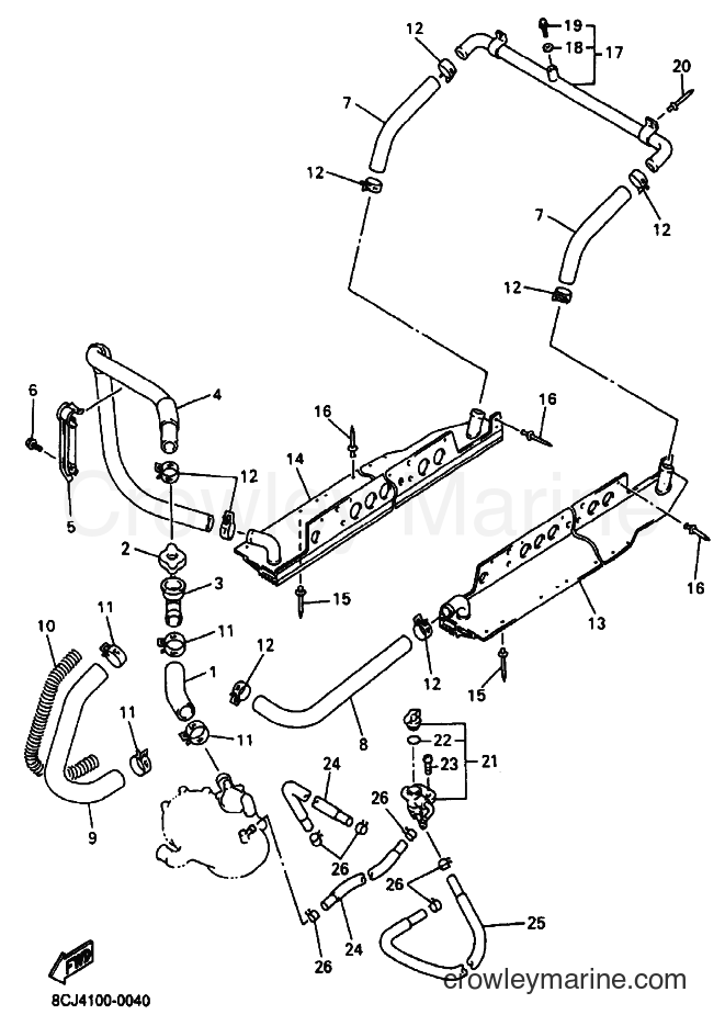 2000 Snowmobile VX500 - VX500 (8CJ4) [030] - RADIATOR & HOSE