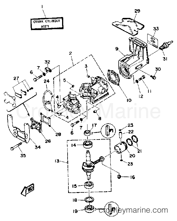 Yamaha Motors 2MSHP - CYLINDER CRANKCASE PISTON