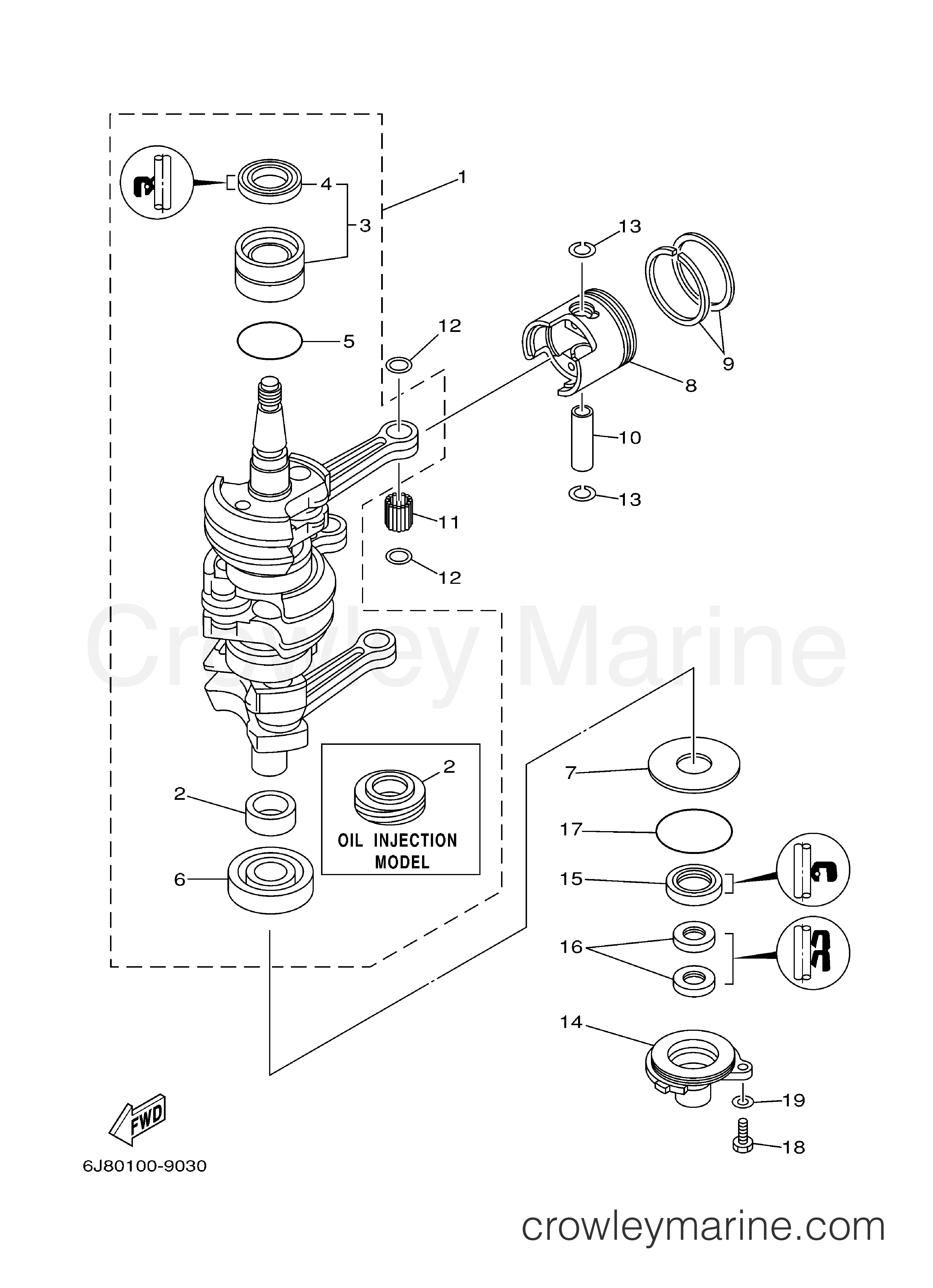 Yamaha Motors 30MSHZ - CRANKSHAFT PISTON