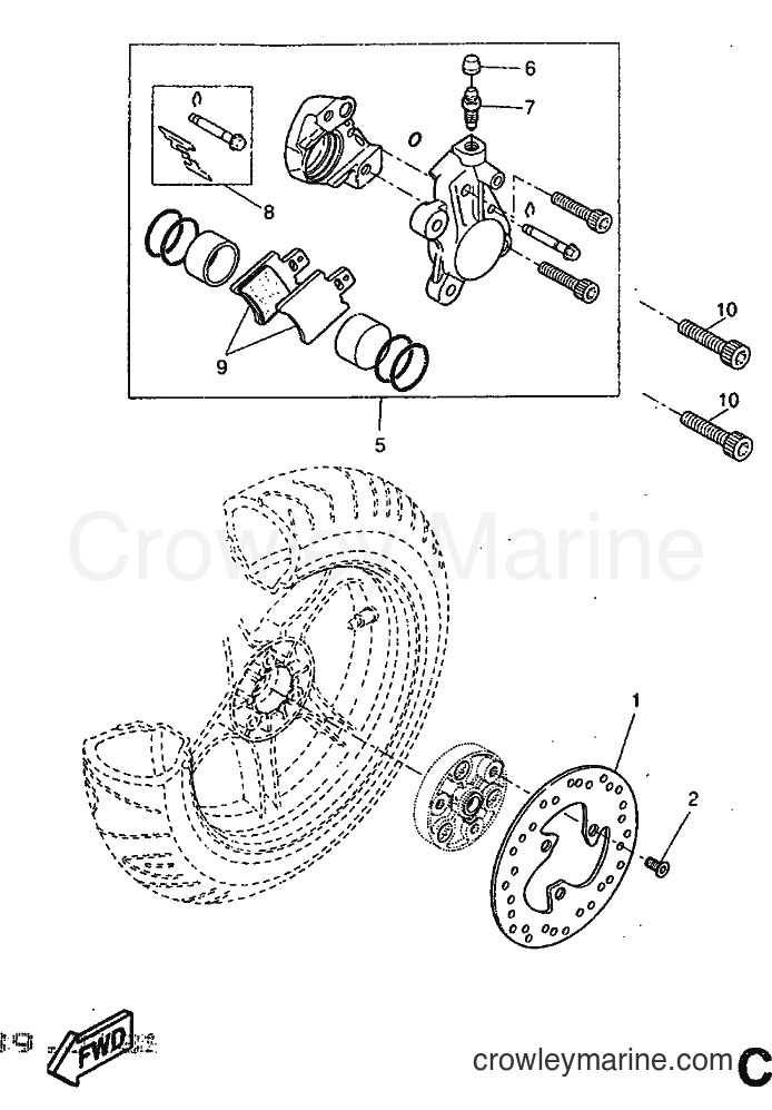 1998 Scooter YQ50 - YQ50 (5CK2) [010] - REAR BRAKE CALIPER
