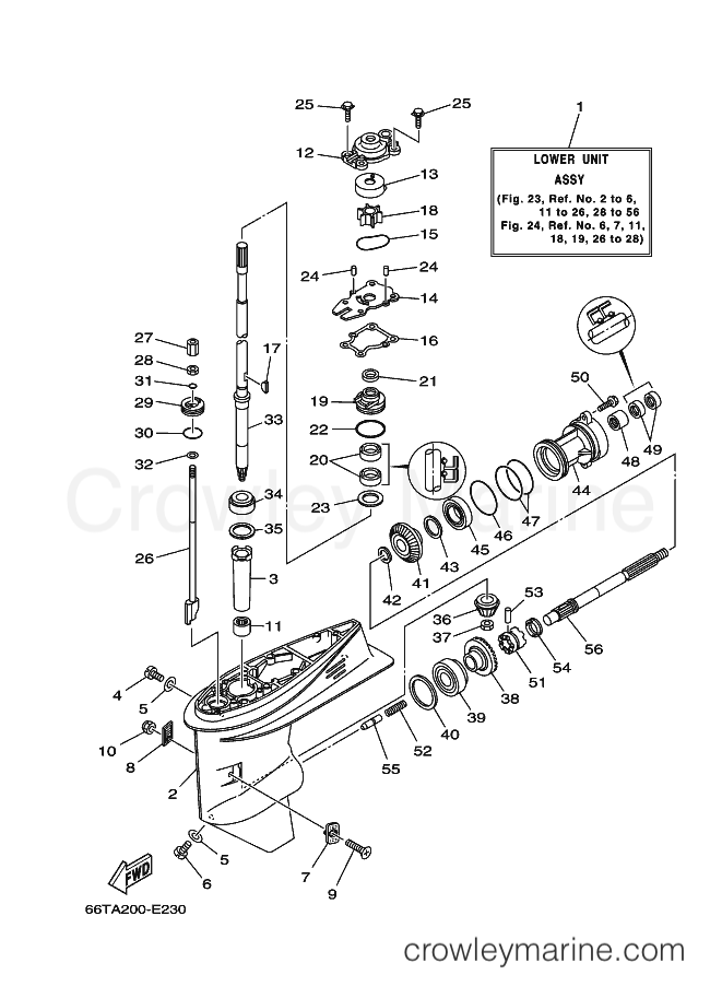 Yamaha Motors E40XMHL (66TR) [200] - LOWER CASING & DRIVE 1