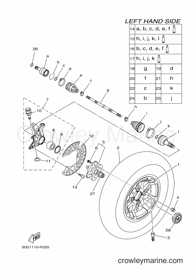 Yamaha Motors YFM700FWBD (B329) [010] - FRONT WHEEL