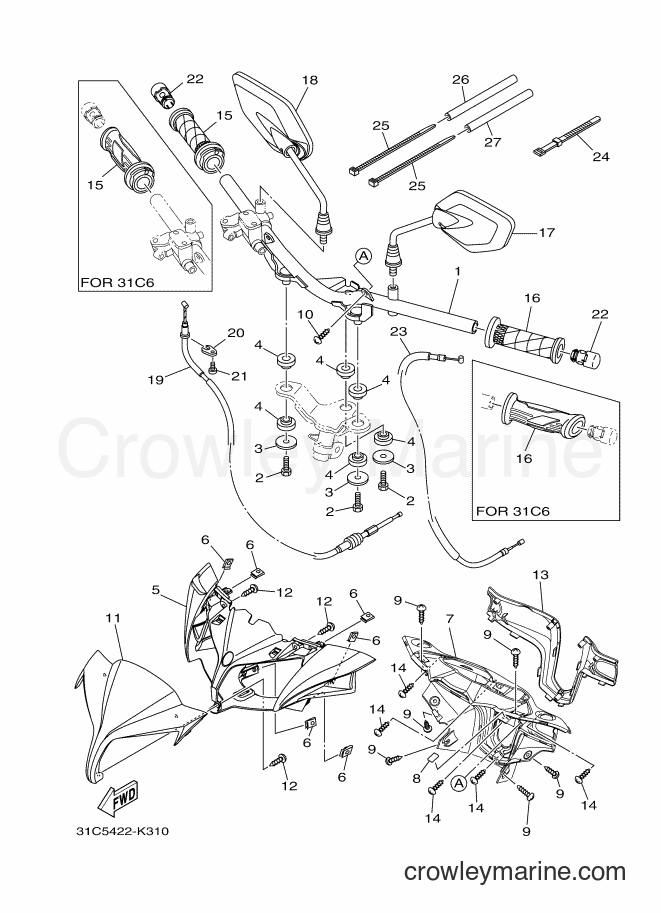 Yamaha Motors T115SEC (31C6) [010] - STEERING HANDLE & CABLE