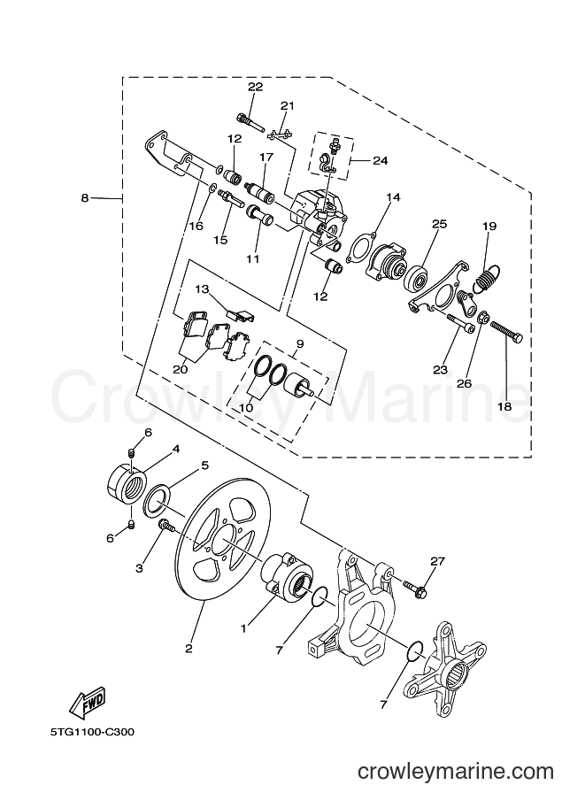 2004 ATV YFZ450 - YFZ450 (5TG2) [010] - REAR BRAKE CALIPER