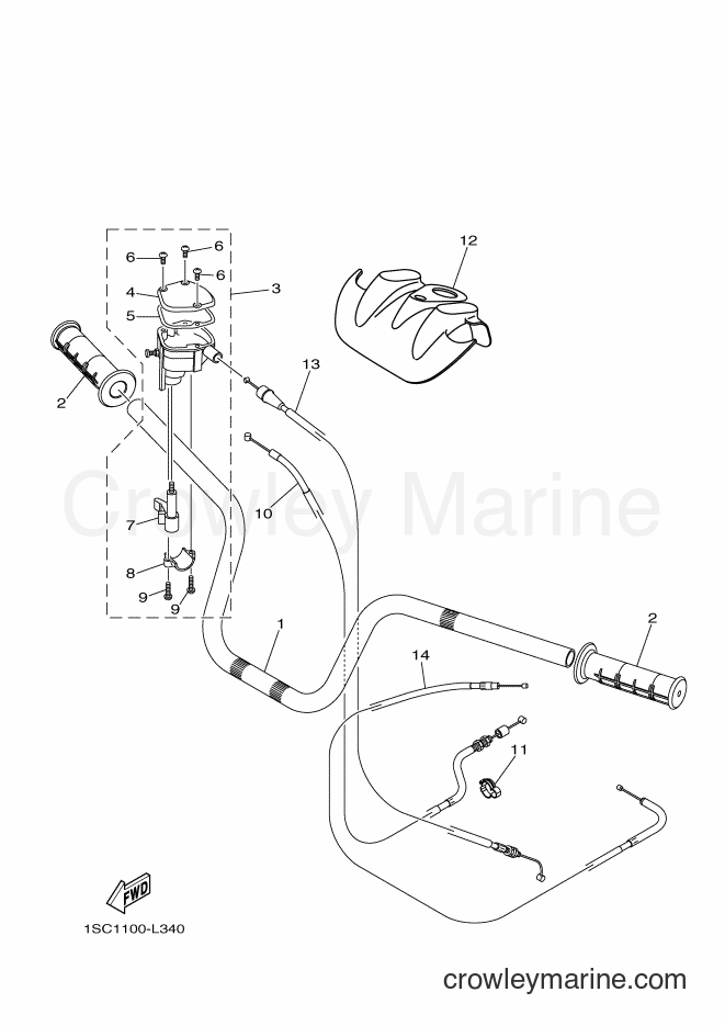 Yamaha Motors YFM300 (1SC5) [010] - STEERING HANDLE & CABLE