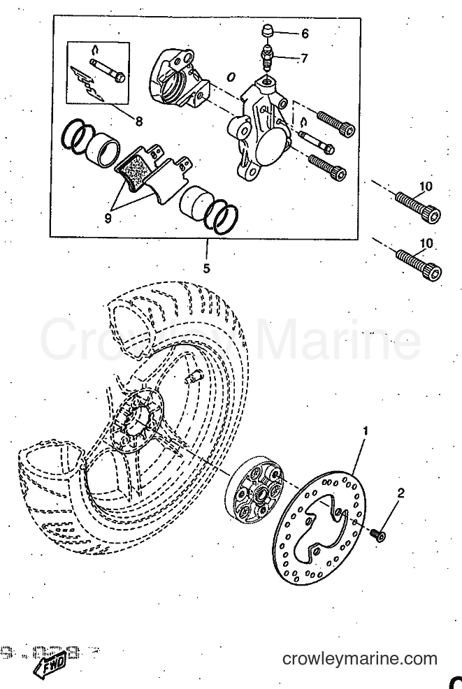 1997 Scooter YQ50 - YQ50 (5DR1) [999] - REAR BRAKE CALIPER