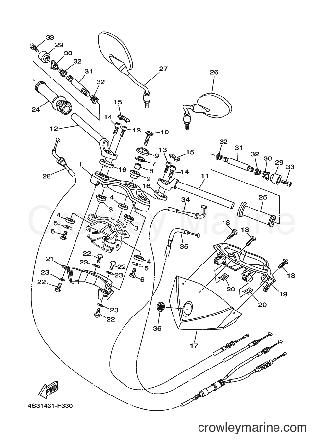 2007 Dirt Bike JT135 - JT135 (4S33) [010] - STEERING HANDLE & CABLE