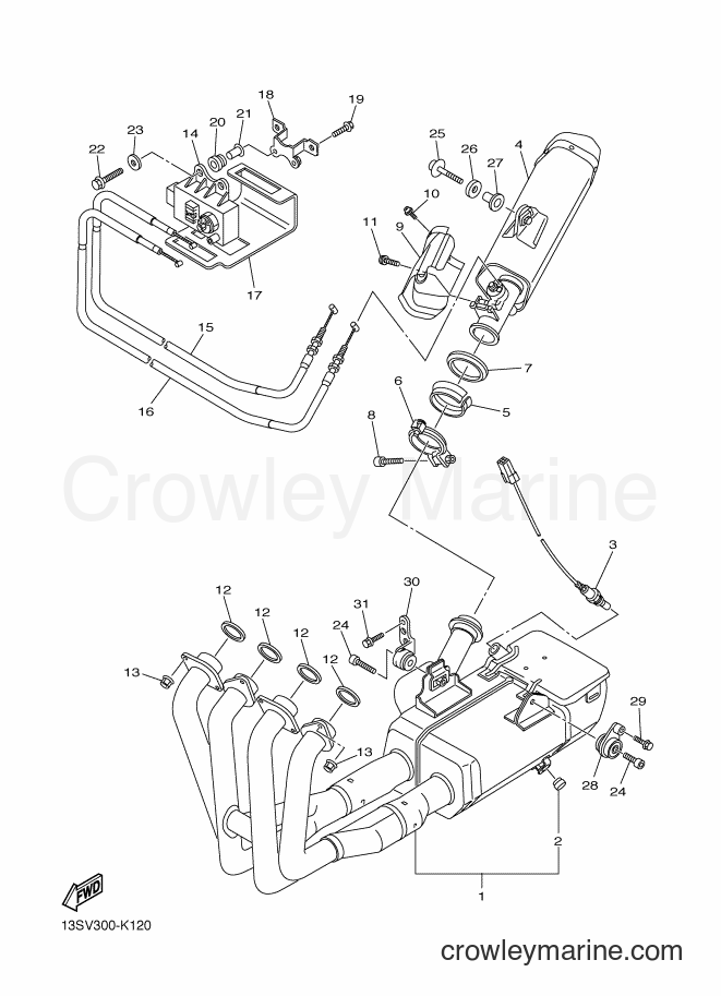 2013 Sport Bike YZF-R6 - YZF-R6 (1JSV) [010] - EXHAUST