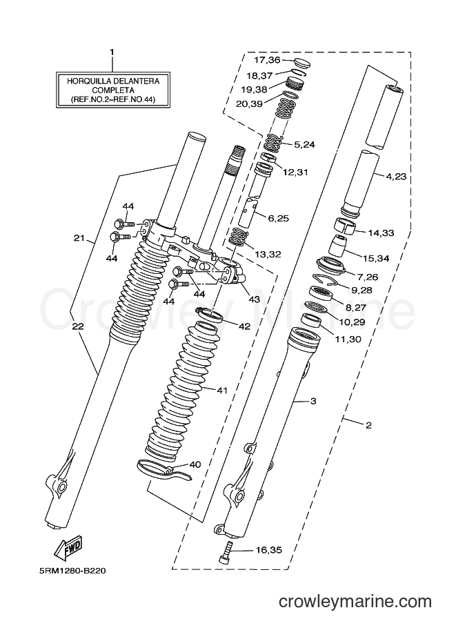 2004 Dirt Bike XTZ125E - XTZ125E (5YM3) [010] - FRONT FORK