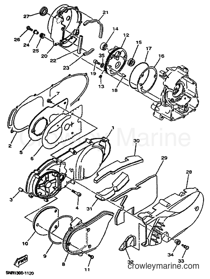 2001 Scooter YP150D - YP150D (5NS1) [010] - CRANKCASE COVER 1