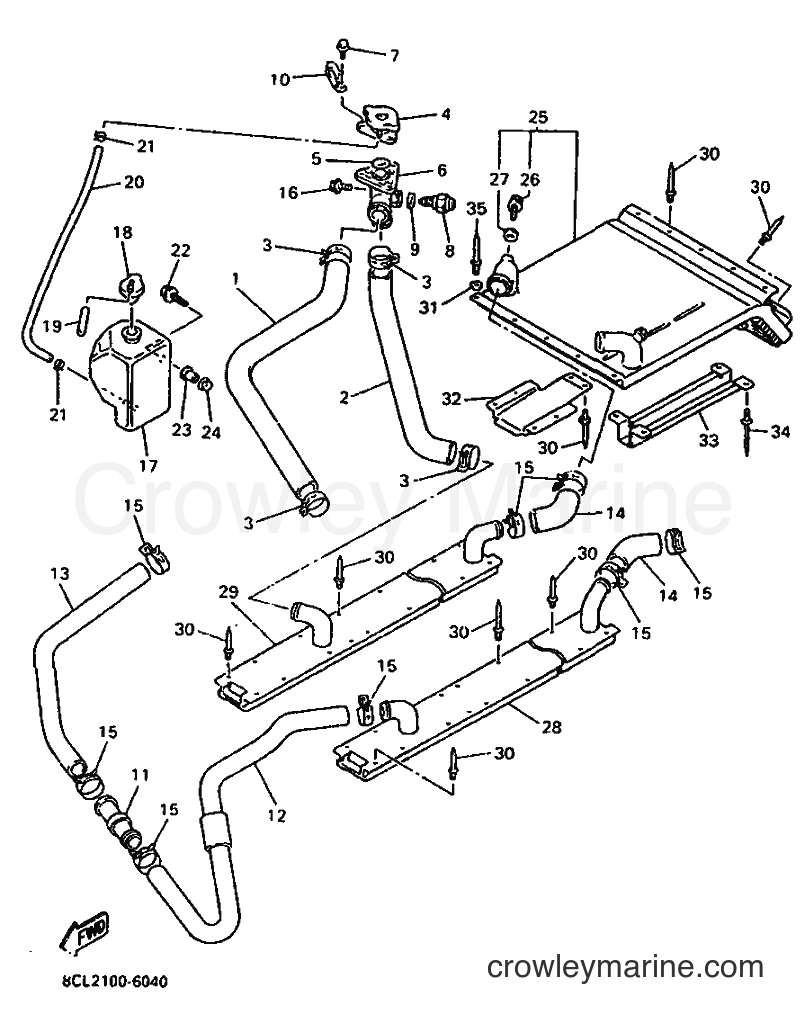 1996 Snowmobile VX500DX - VX500DX (8CL2) [020] - RADIATOR & HOSE