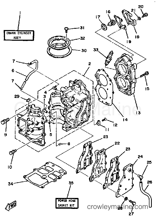 Yamaha Motors 9.9LK - CRANKCASE CYLINDER