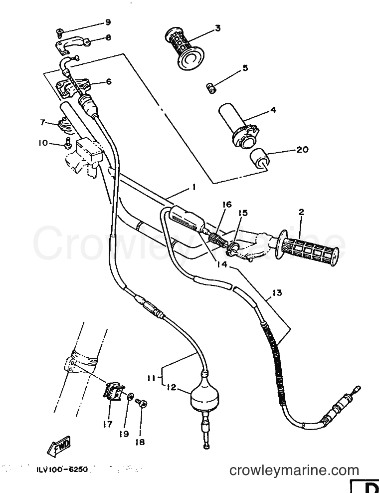 1988 Dirt Bike YZ490 - YZ490 (2WH0) [030] - STEERING HANDLE & CABLE