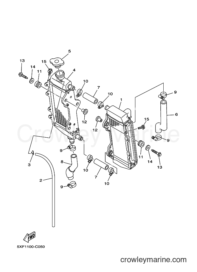 Yamaha Motors YZ250 (5XF1) [020] - RADIATOR & HOSE