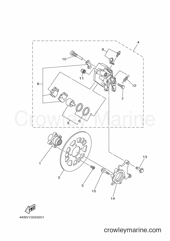2003 ATV YFM350FW-X - YFM350FW-X (4KBW) [010] - REAR BRAKE CALIPER