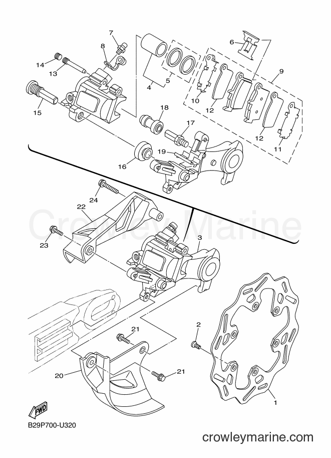 Yamaha Motors YZ250FX (B29R) [010] - REAR BRAKE CALIPER