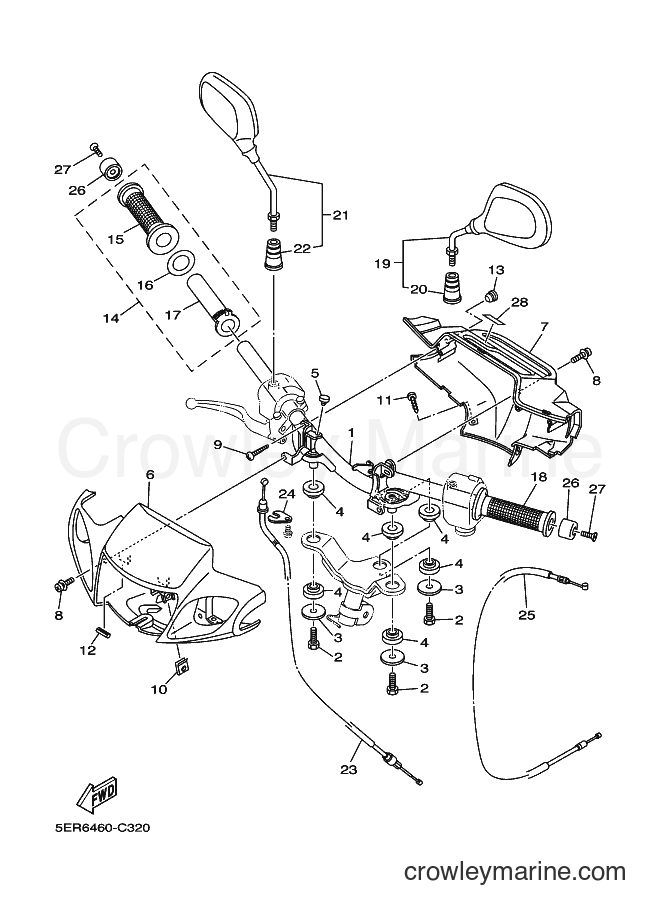 2005 Scooter T105SE - T105SE (5ER9) [010] - STEERING HANDLE & CABLE