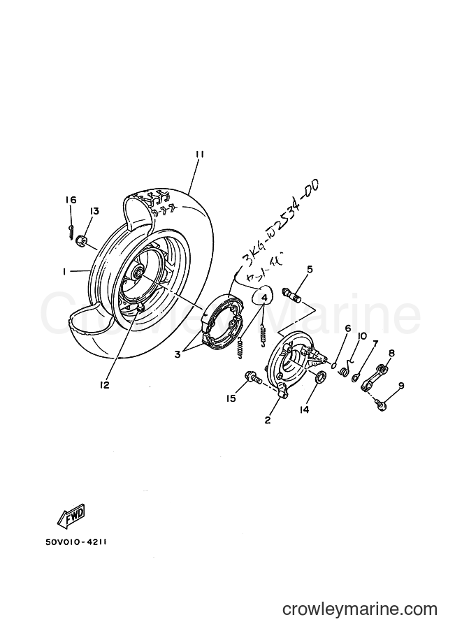 1992 Scooter XC125 - XC125 (3TE2) [999] - REAR WHEEL