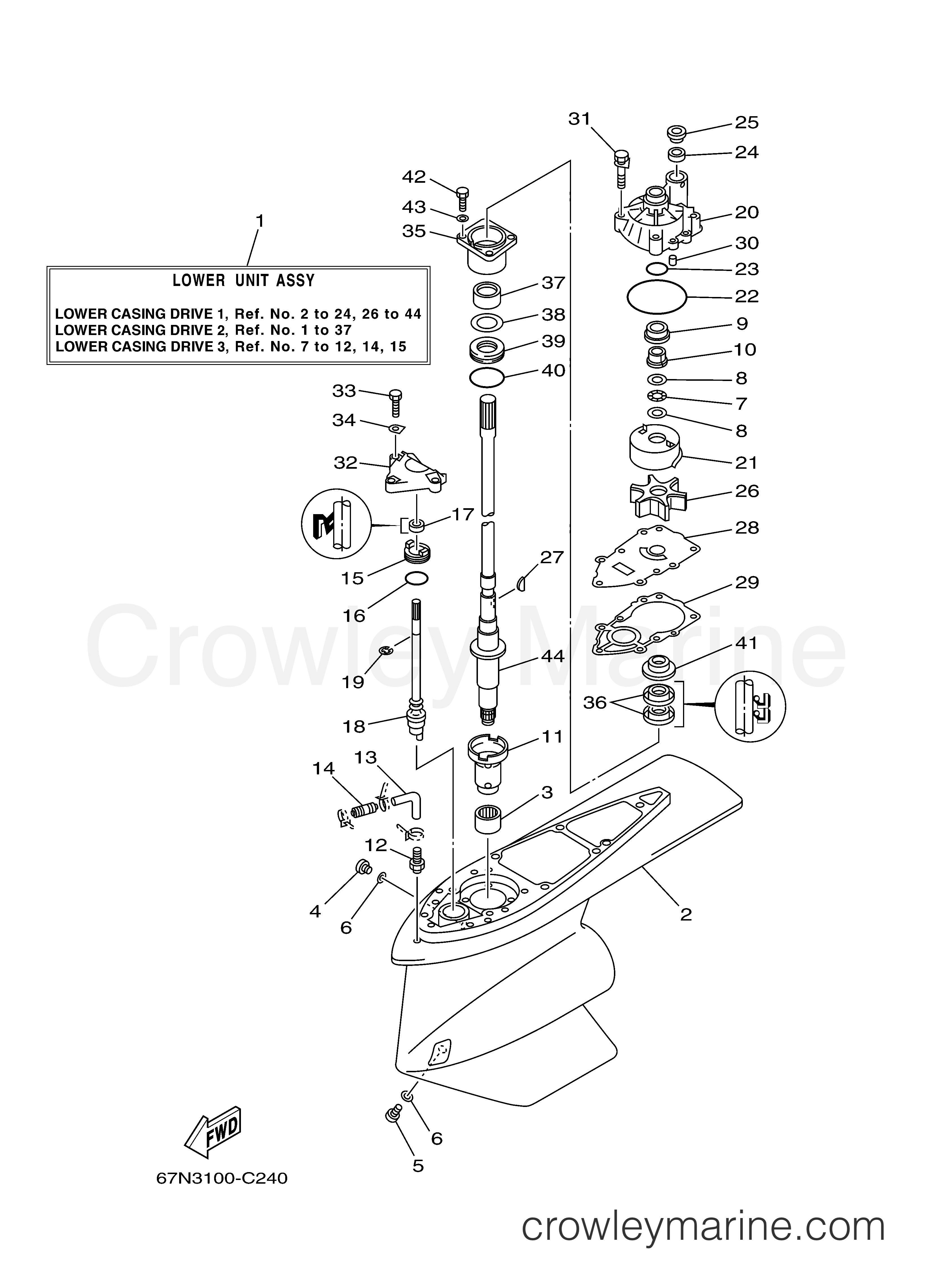 Yamaha Motors DX150TLRC - LOWER CASING DRIVE 1