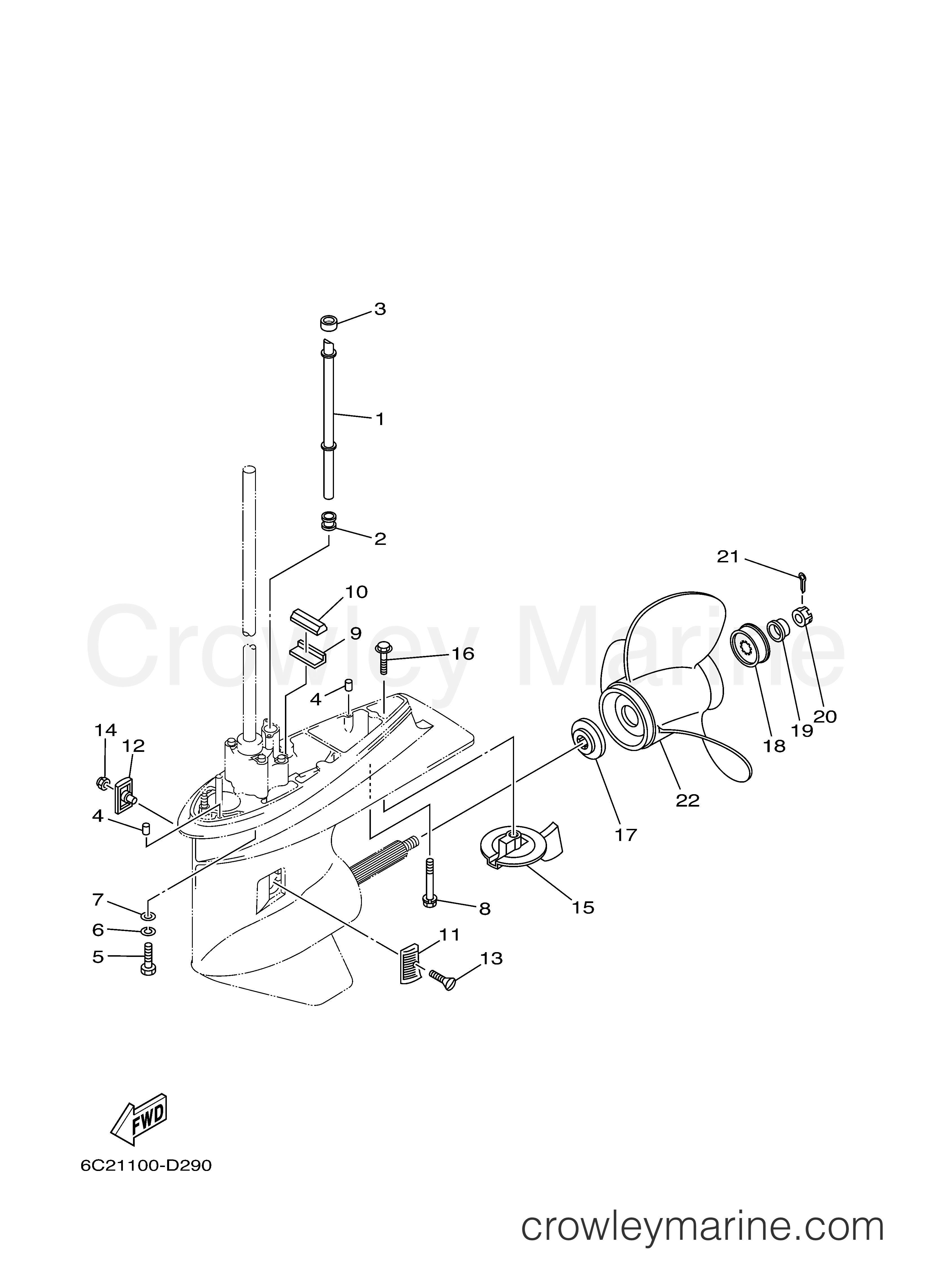 LOWER CASING DRIVE 2 2014 Yamaha Outboard 50hp T50LB Crowley Marine