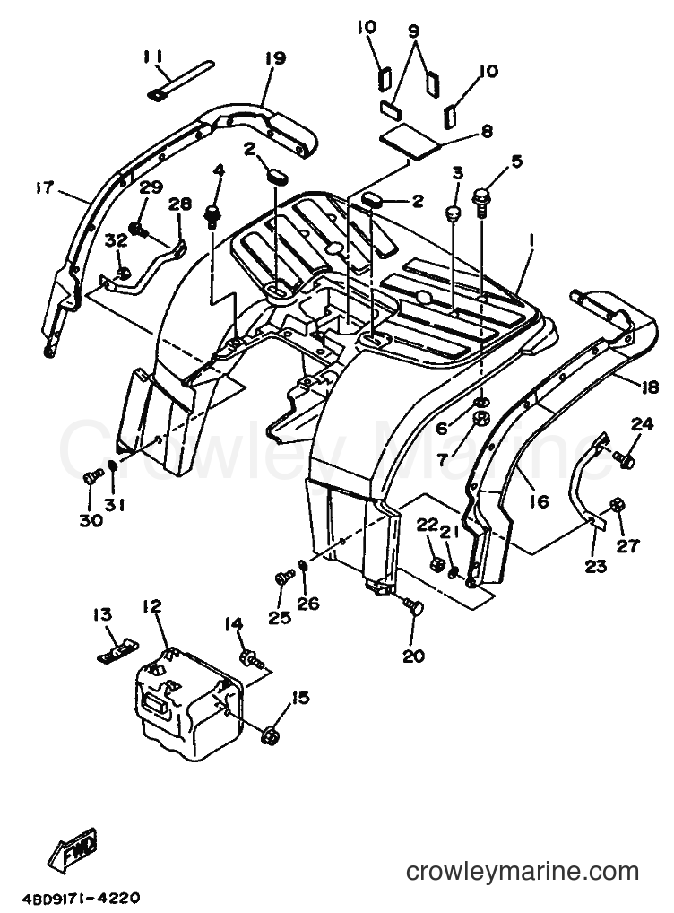 1994 ATV YFB250FW - YFB250FW (4KD2) [010] - REAR FENDER