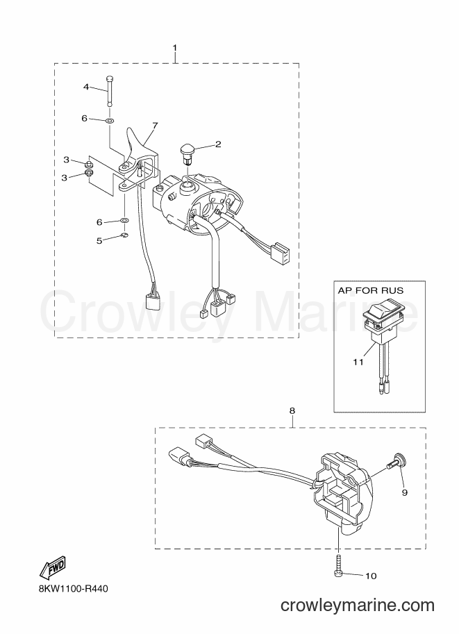 Yamaha Motors VK10F (8KW1) [020] - HANDLE SWITCH & LEVER