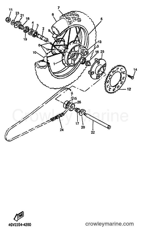 1994 Dirt Bike TT600E - TT600E (4GV2) [999] - REAR WHEEL