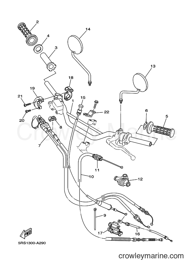 2002 Dirt Bike TW125 - TW125 (5RS2) [010] - STEERING HANDLE & CABLE