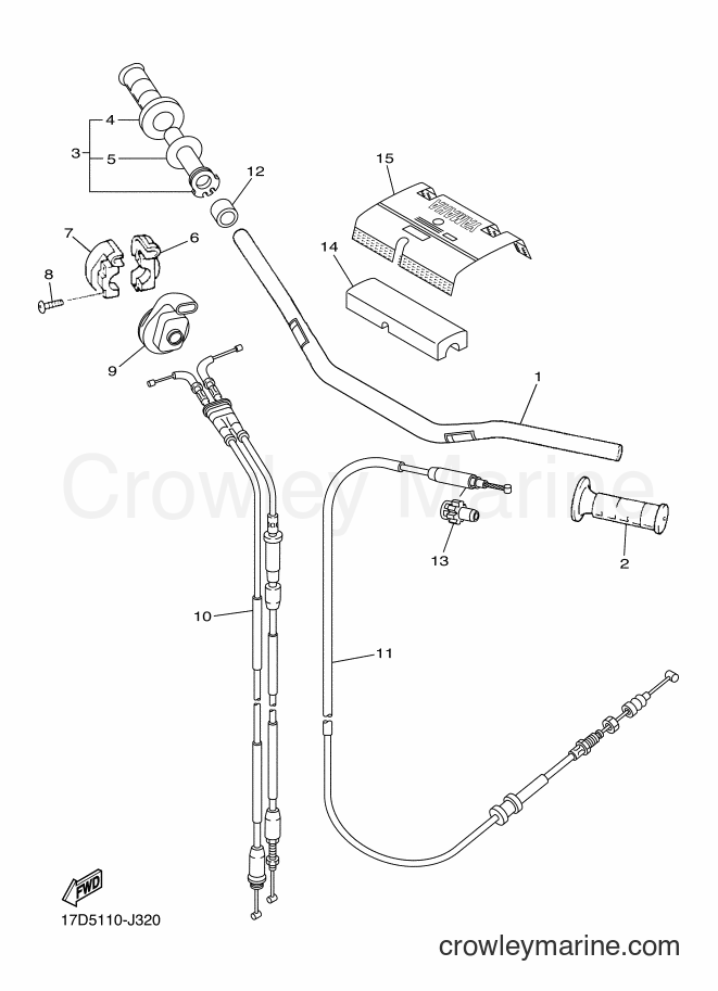 2012 Dirt Bike YZ250F - YZ250F (17DA) [010] - STEERING HANDLE & CABLE