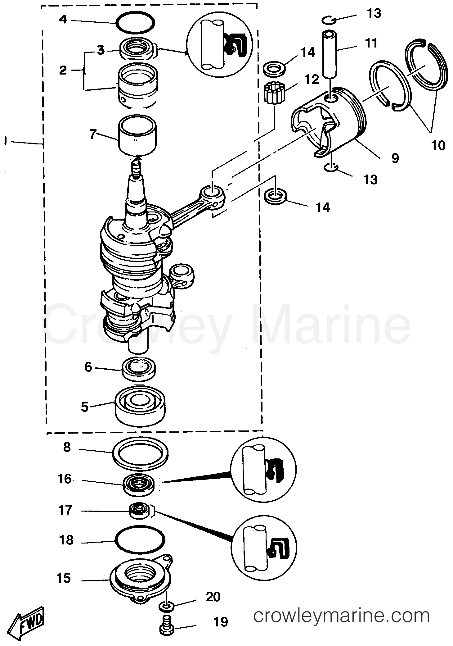 Yamaha Motors 25MLHY - CRANKSHAFT PISTON