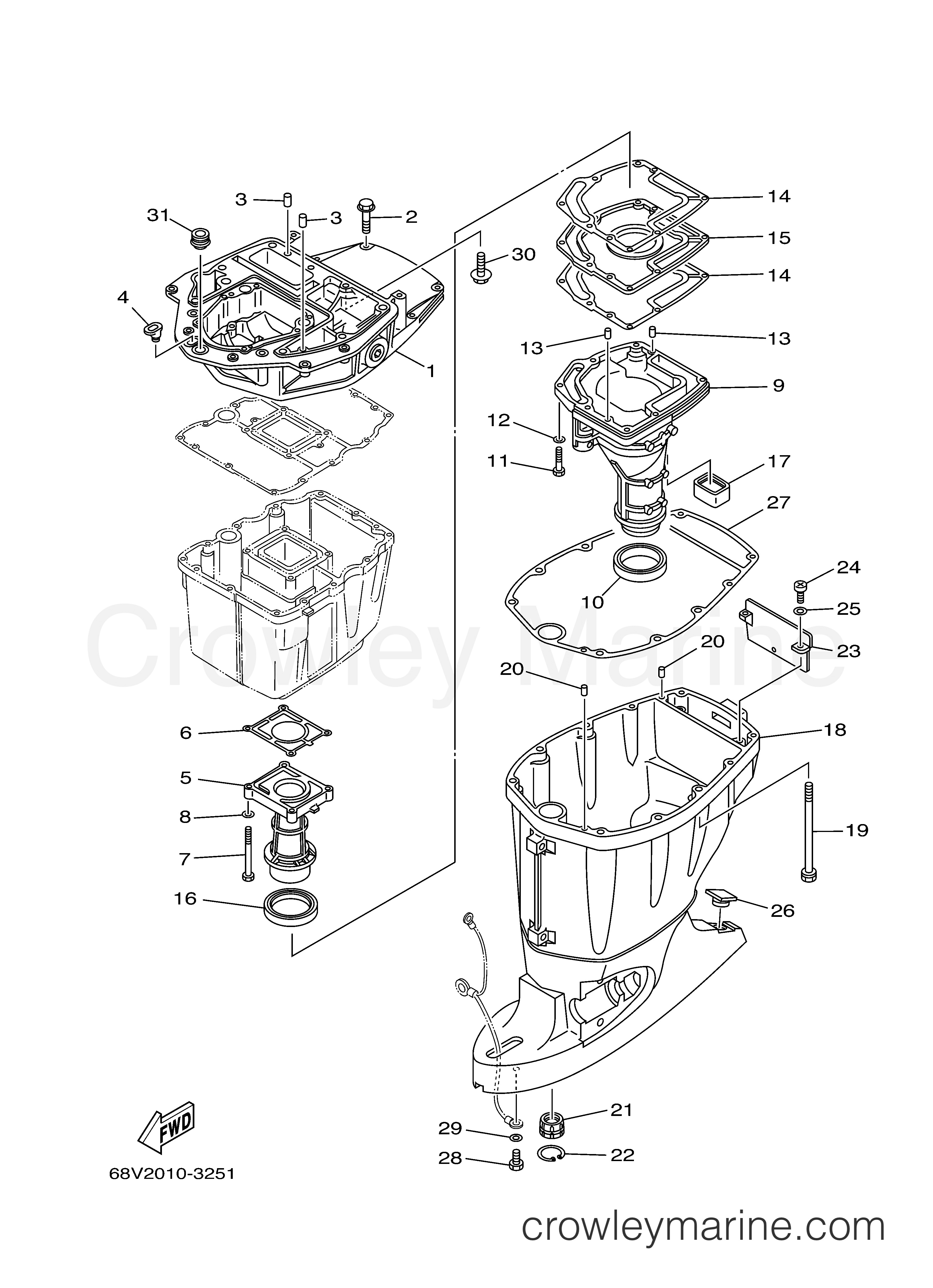 Yamaha Motors F115TLRD - UPPER CASING