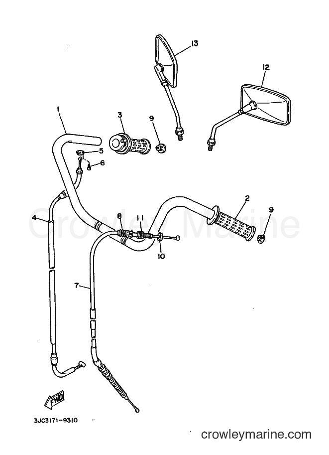 1989 Cruiser XV535 - XV535 (3JC3) [010] - STEERING HANDLE & CABLE