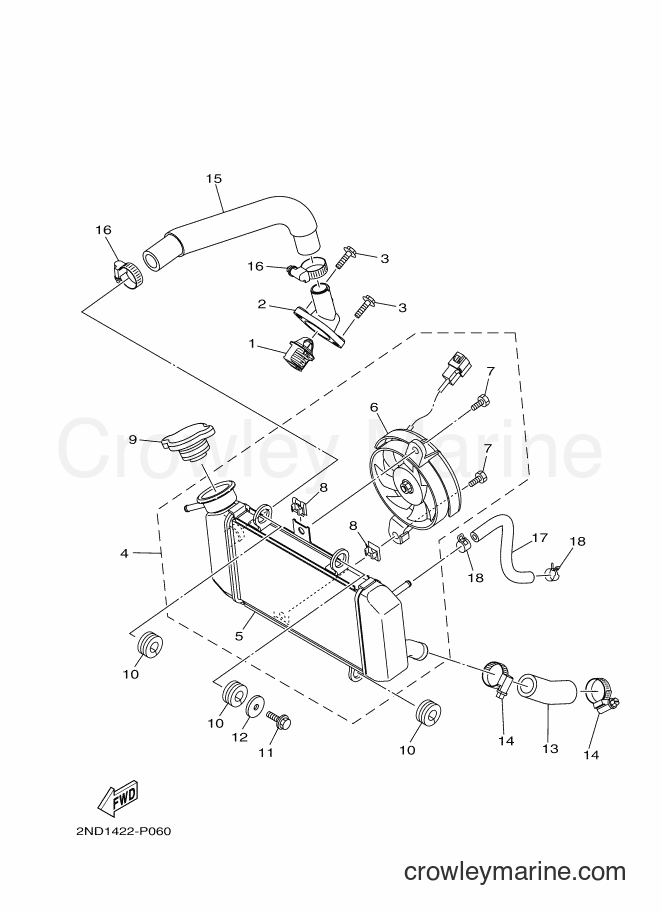 2017 Scooter T150 - T150 (2NDD) [010] - RADIATOR & HOSE
