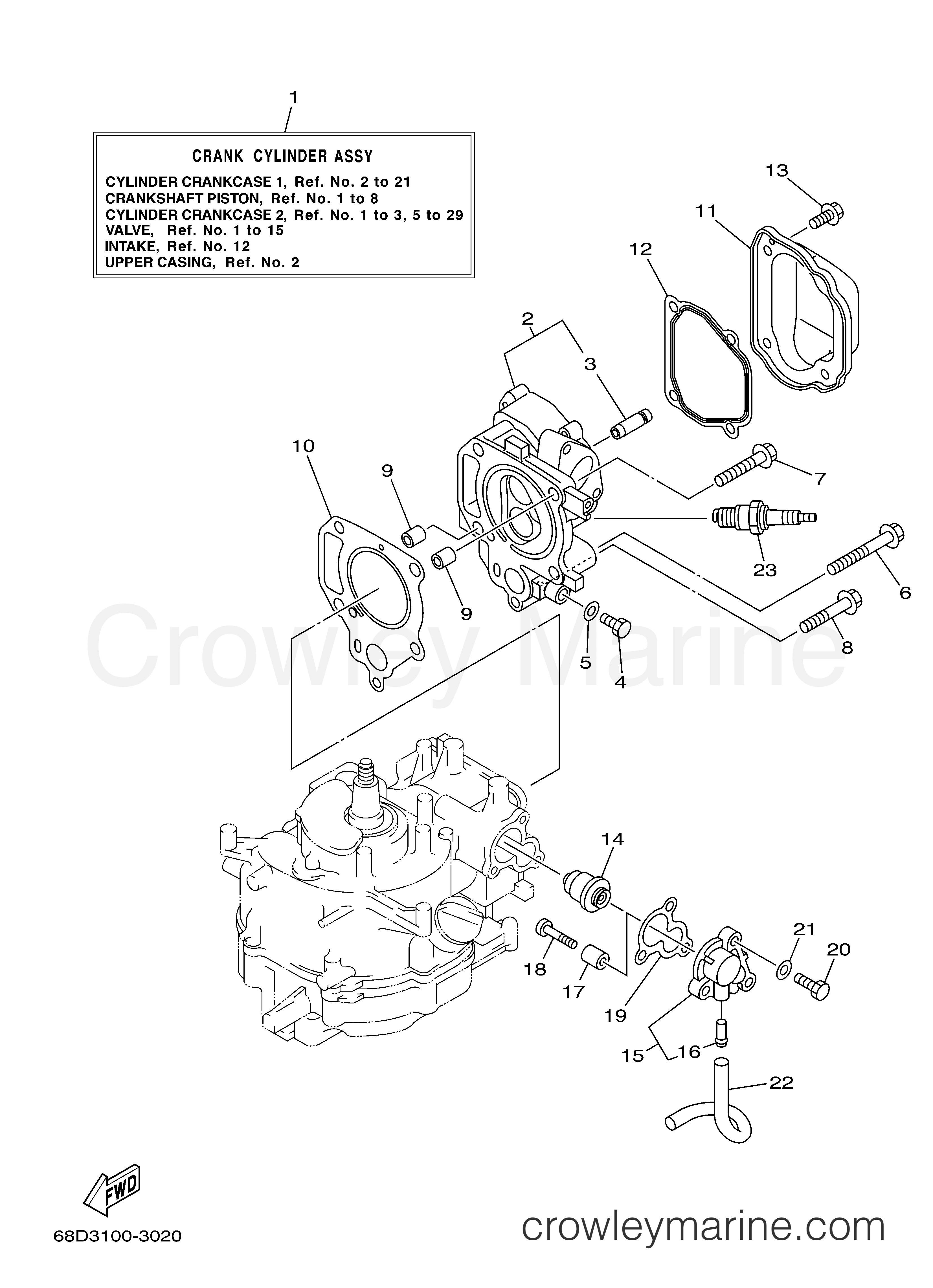 Yamaha Motors F4MSH - CYLINDER CRANKCASE 1