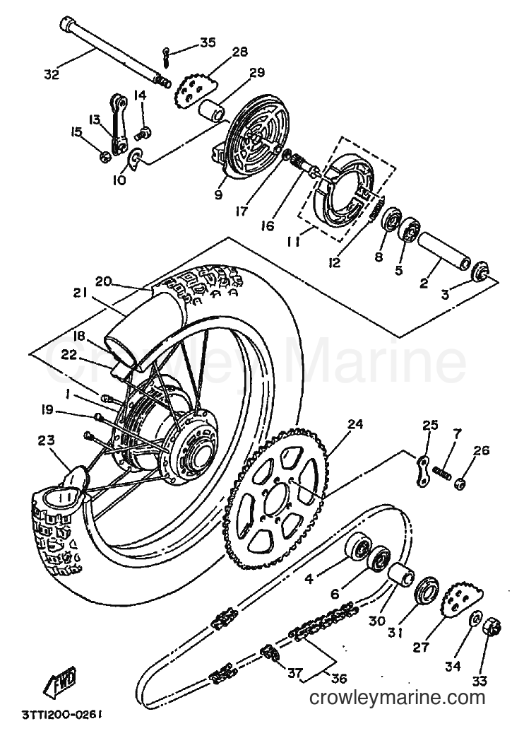 1991 Dirt Bike DT175 - DT175 (3FJ4) [010] - REAR WHEEL