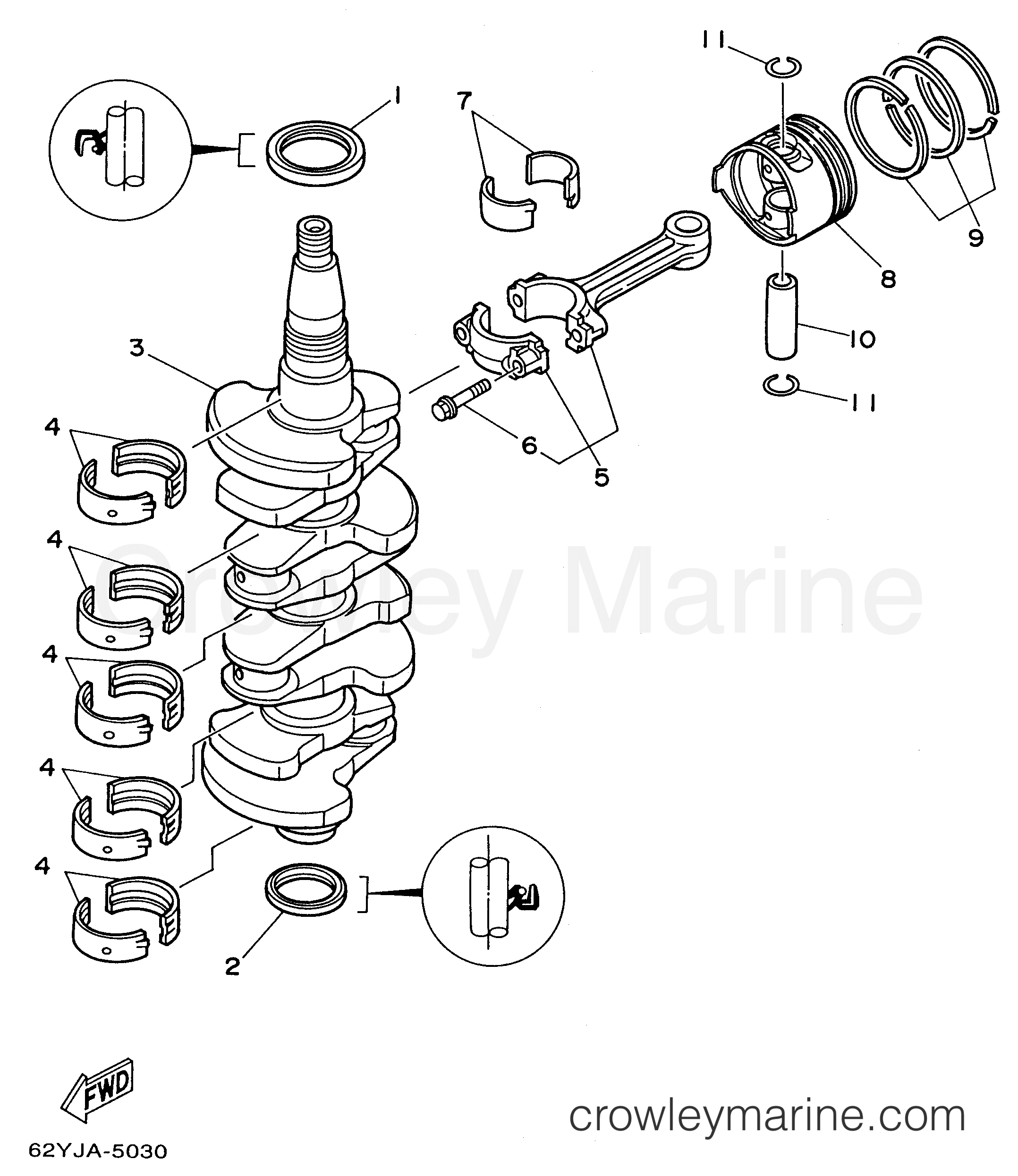 Yamaha Motors F50TLHV - CRANKSHAFT PISTON